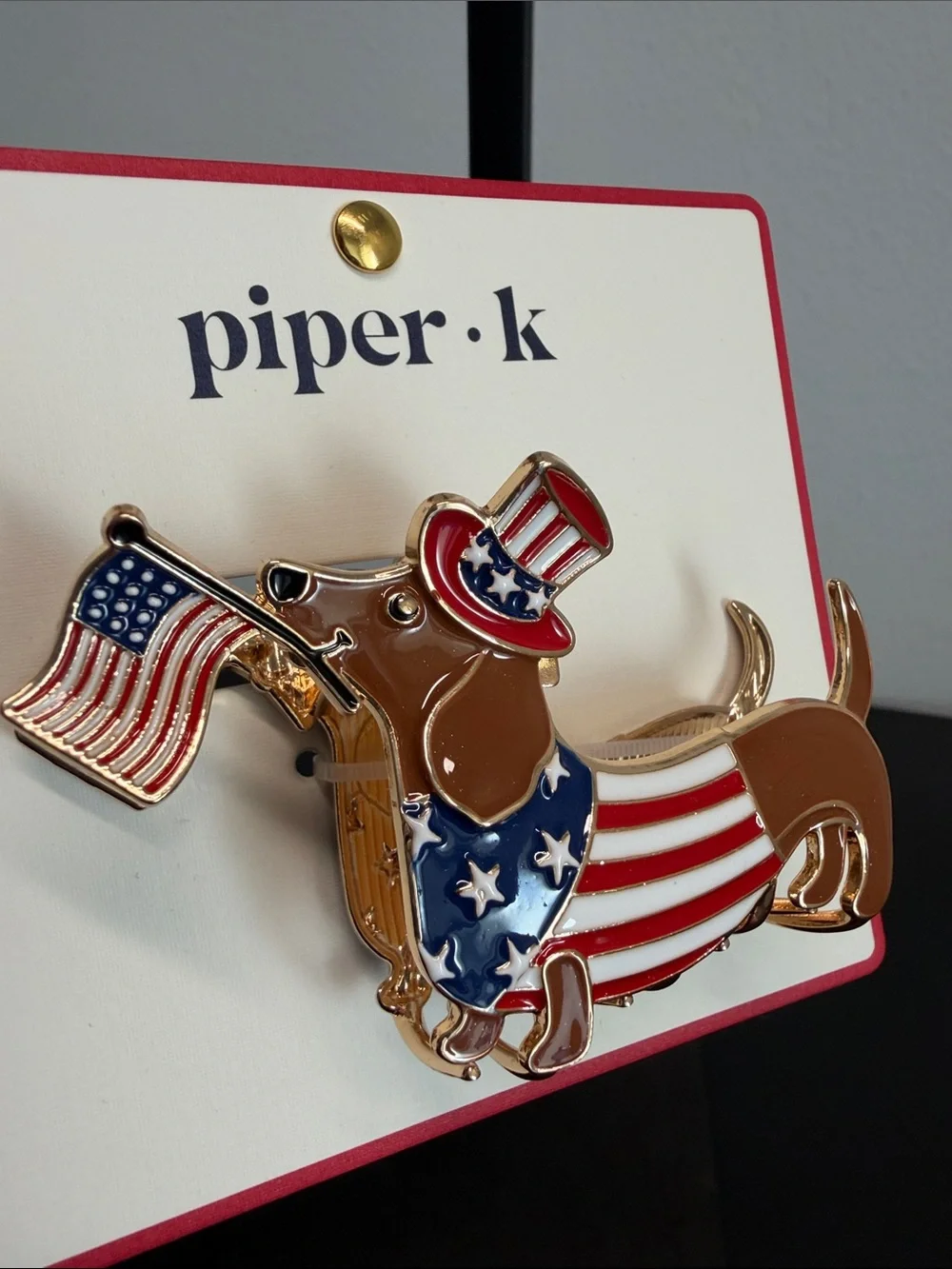 Piper K | Dachshund 4th Of July Metal Hair Clip
